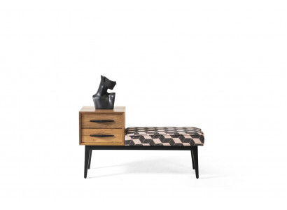 Seat Bench Upholstered Stool Bench Textile Brown Wood Style Luxury Designer New