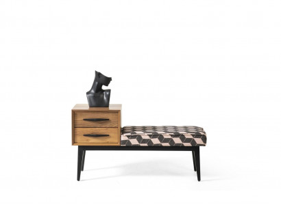 Seat Bench Upholstered Stool Bench Textile Brown Wood Style Luxury Designer New