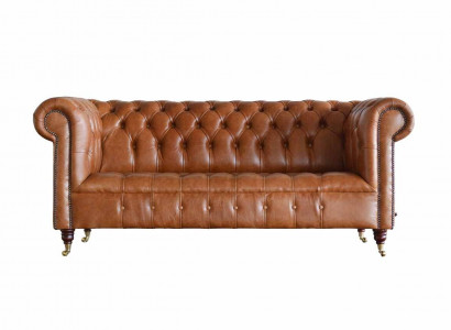 Chesterfield Sofa 3 seat Cushion Couches Sofas Couch Three-seater Brown