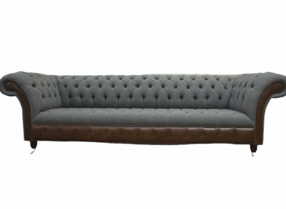 English Chesterfield Luxury Textile Sofa 4-Seater Sofa Upholstery Design Fabric Sofas