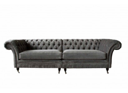 Chesterfield four-seater sofa 4-seater sofas fabric polyester gray furniture