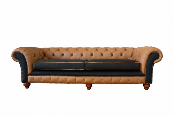 Stylish 4-seater living room sofa upholstered couch big couches Chesterfield leather textile new