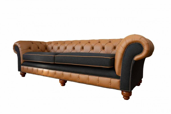 Stylish 4-seater living room sofa upholstered couch big couches Chesterfield leather textile new