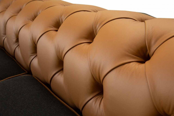 Stylish 4-seater living room sofa upholstered couch big couches Chesterfield leather textile new