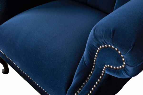 Chesterfield wing chair with stool, relaxer 1-seater sofa, single seat 2-piece set