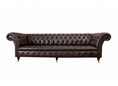 Leather Sofa, Sofa 4-Seater Couch, Luxury Classic Leather Chesterfield Sofas