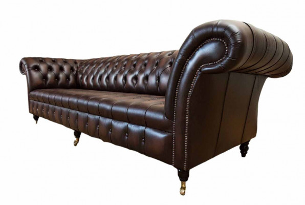 Leather Sofa, Sofa 4-Seater Couch, Luxury Classic Leather Chesterfield Sofas