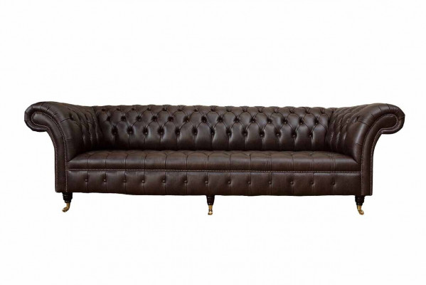 Sofa 4-seater Chesterfield Couch Luxury 245cm Leather Sofa Couches Furniture