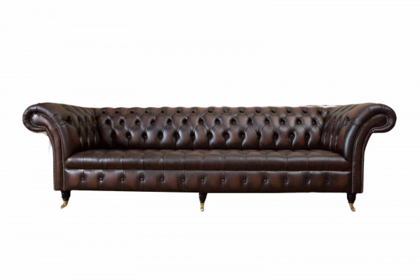 Chesterfield 4 Seater Leather Living Room Design Sofa Furniture New