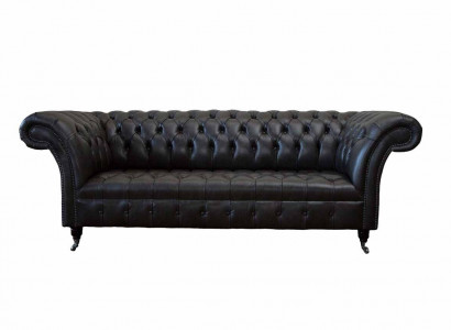 Chesterfield Design Luxury Upholstered Sofa Modern Couch Leather Seating Leather Sofa