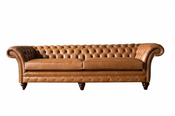 4-seater Sofa Couch Upholstered Chesterfield Sofa Seat Leather Design Brown Furniture