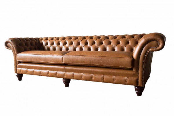 4-seater Sofa Couch Upholstered Chesterfield Sofa Seat Leather Design Brown Furniture