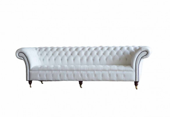 Chesterfield sofas design luxury white textile sofa 4-seater fabric four-seater