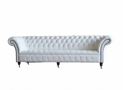 Chesterfield sofas design luxury white textile sofa 4-seater fabric four-seater