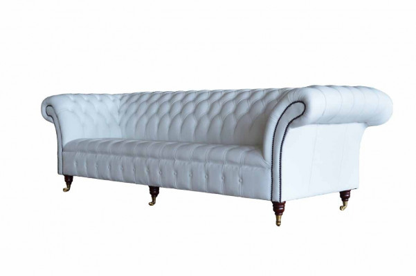 Chesterfield sofas design luxury white textile sofa 4-seater fabric four-seater