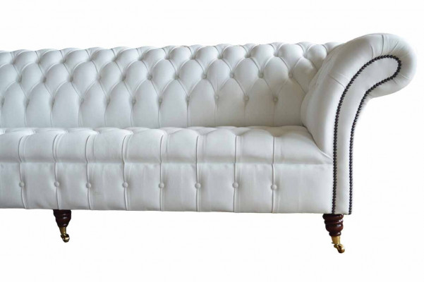 Chesterfield sofas design luxury white textile sofa 4-seater fabric four-seater
