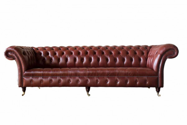 Leather sofa, 4-seater sofa, design Chesterfield leather couch, furniture 245cm