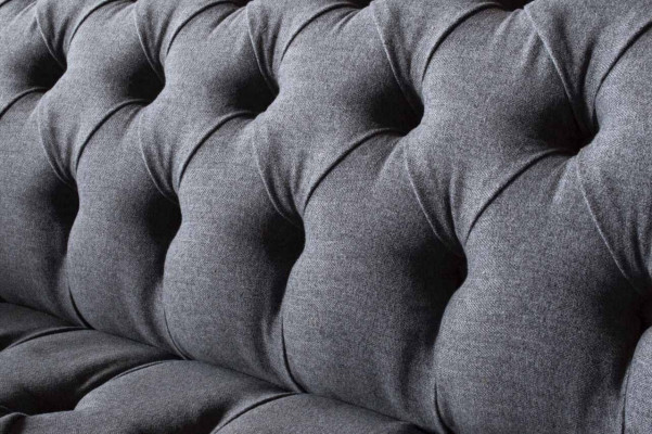 Chesterfield Fabric Sofa Luxury Couch Upholstered Seating Gray Textile