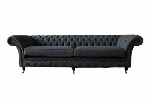 Design sofa 4-seater couch textile upholstery classic Chesterfield sofas