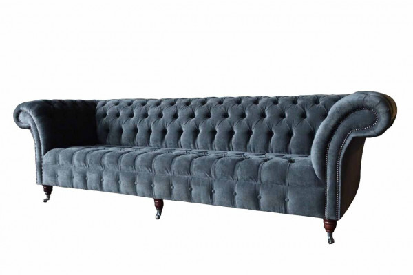 Four-seater sofa 4-seater sofas modern gray design fabric Chesterfield