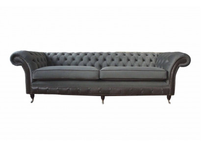 Design Couch Luxury Upholstered Sofa 4-Seater Chesterfield Luxury Gray
