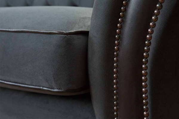 Design Couch Luxury Upholstered Sofa 4-Seater Chesterfield Luxury Gray