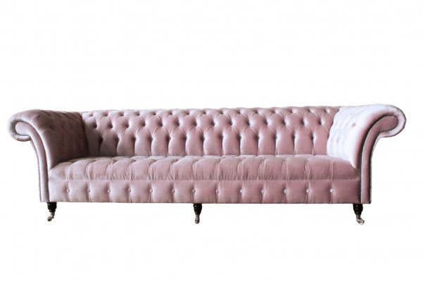 Chesterfield Pink Couch Sofa Upholstery 4-Seater Couches Seat Sofas