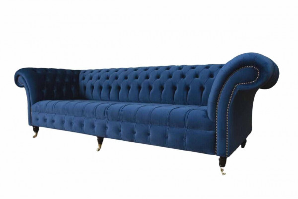 Chesterfield Big Sofa Couch Textile Velvet Upholstery Sofas 4-Seater Couches