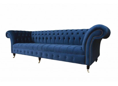 Chesterfield Big Sofa Couch Textile Velvet Upholstery Sofas 4-Seater Couches