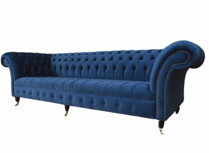 Chesterfield Big Sofa Couch Textile Velvet Upholstery Sofas 4-Seater Couches