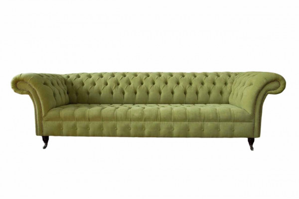 Chesterfield Green Couch Sofa Upholstery 4-Seater Couches Seating Sofas New