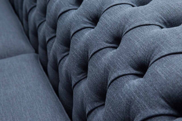 Design Chesterfield Sofa 4 Seater Fabric Couch Blue Upholstery Living Room