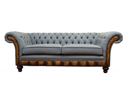 Luxury three-seater modern couch furniture gray sofas fabric textile upholstery