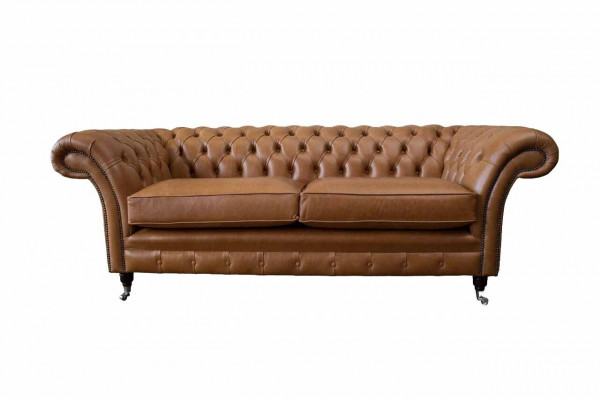 Sofa 3 Seater Leather Sofas Couch Upholstery Living Room Chesterfield Three-Seater