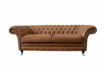 Sofa 3 Seater Leather Sofas Couch Upholstery Living Room Chesterfield Three-Seater