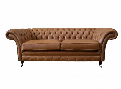 Sofa 3 Seater Leather Sofas Couch Upholstery Living Room Chesterfield Three-Seater
