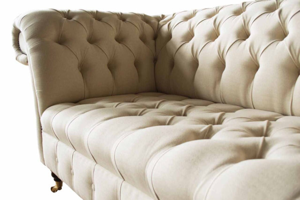 Chesterfield sofa 3-seater designer pink couches fabric upholstery textile