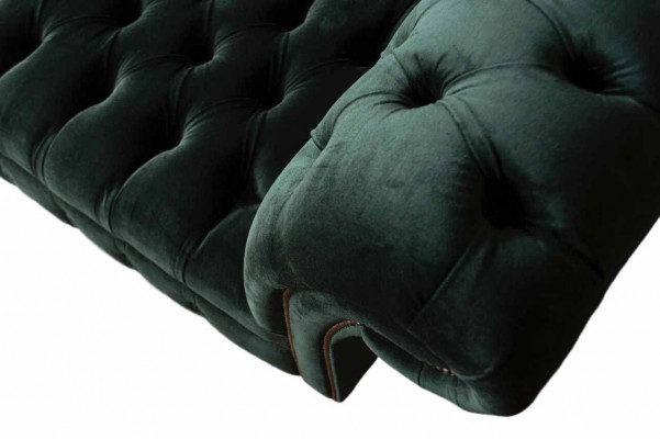 Chesterfield Sofa Design Couch 3-Seater Upholstered Fabric Upholstered Green New