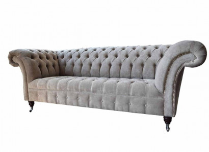 Gray Chesterfield Couch Three-Seater Seat Cushion Sofas Furniture New