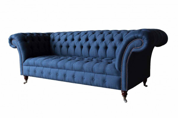 Three-seater Sofa Luxury Chesterfield 3-Seater Couches Blue Sofas New Couch