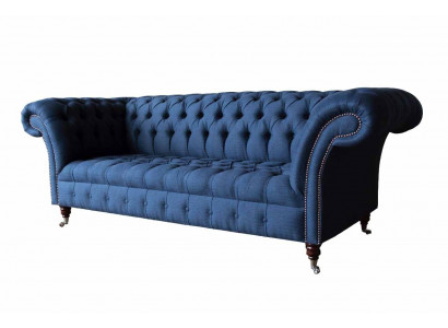 Three-seater Sofa Luxury Chesterfield 3-Seater Couches Blue Sofas New Couch