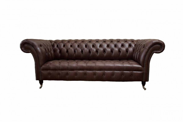 Sofa 3-Seater Chesterfield Leather Sofa Living Room Designer Couches Upholstery