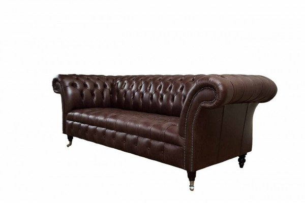 Sofa 3-Seater Chesterfield Leather Sofa Living Room Designer Couches Upholstery