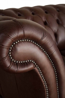 Sofa 3-Seater Chesterfield Leather Sofa Living Room Designer Couches Upholstery