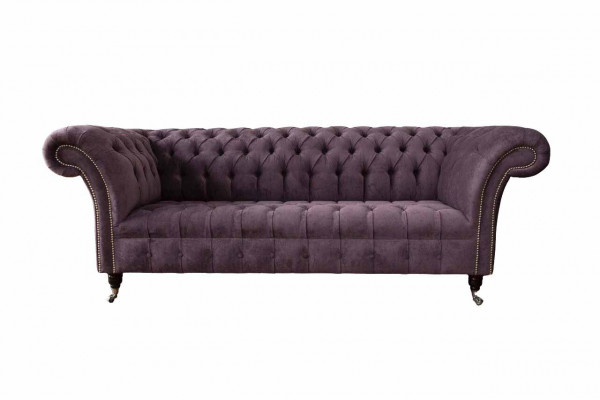 Modern Chesterfield Sofa Couch Upholstered 3 Seater Purple Fabric Sofas New