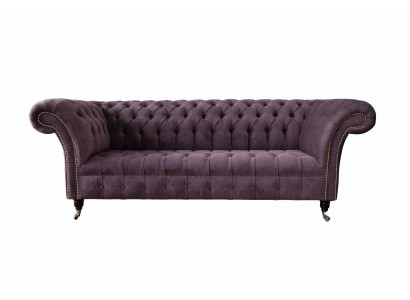 Modern Chesterfield Sofa Couch Upholstered 3 Seater Purple Fabric Sofas New