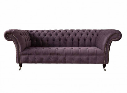 Modern Chesterfield Sofa Couch Upholstered 3 Seater Purple Fabric Sofas New