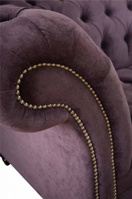 Modern Chesterfield Sofa Couch Upholstered 3 Seater Purple Fabric Sofas New