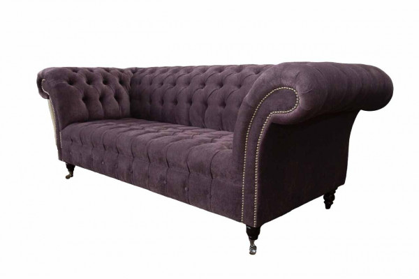 Modern Chesterfield Sofa Couch Upholstered 3 Seater Purple Fabric Sofas New