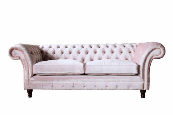 Sofa 3-seater couch furniture design Chesterfield seat textile upholstery new